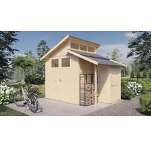 Trädgårdsskjul KONSTA Studio Set 2 med golv och extra förråd 5,85m² 290x202cm natur-thumb-0