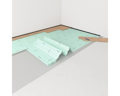 Rum med isolerande underlag och laminatgolv