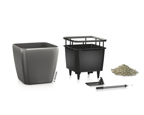 Lechuza Cube Glossy blomkruka med bevattningssystem och tillbehör