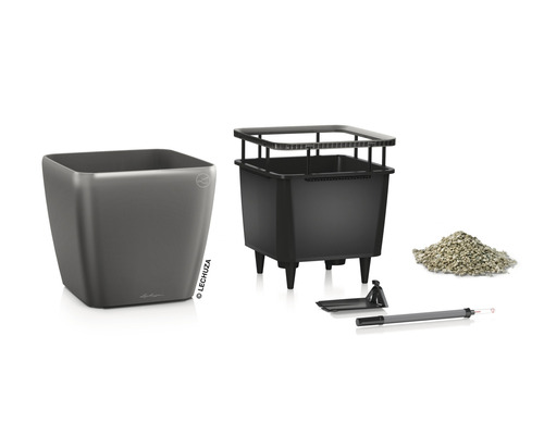 Blomlåda med bevattningssystem, vattennivåindikator och växtgranulat