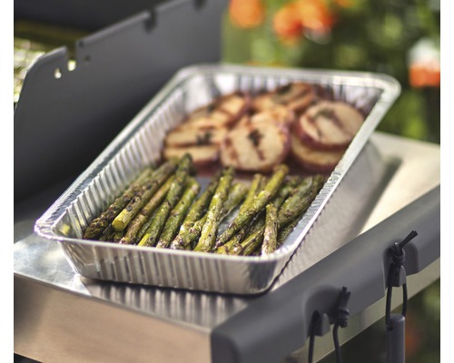 Aluminiumform med sparris och grillat