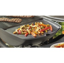 Grillplatta med grönsaker och kött på en grill