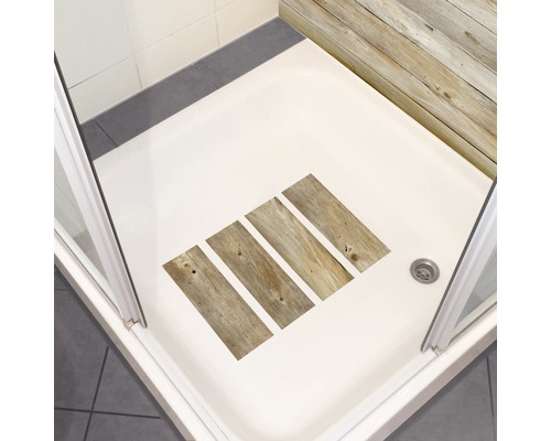 Duschkar med trälook klistermärken för duschgolvet