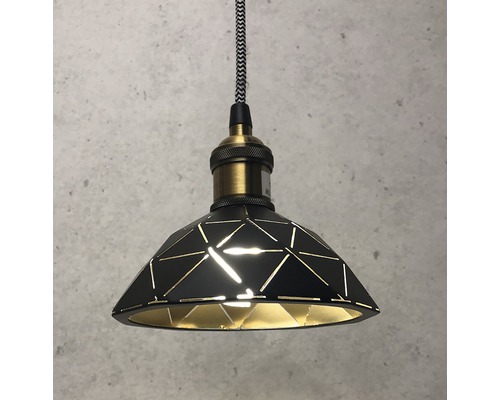 Pendellampa med geometriskt mönster och textilsladd