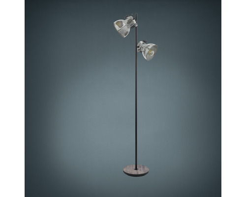 Golvlampa med två strålkastare på rund fot