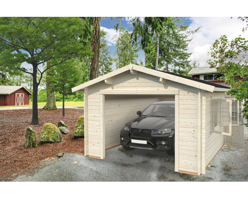 Garage PALMAKO Roger inkl. dörr & fönster utan port 21,7m² (19m²) 360x550cm doppimpregnerad