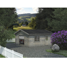 Garage PALMAKO Roger inkl. dörr, fönster, sektionsport 31,4m² (27,7m²) 540x540cm doppimpregnerad ljusgrå