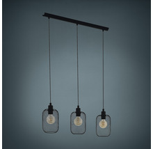 Pendellampa med tre lampor och metallskärmar