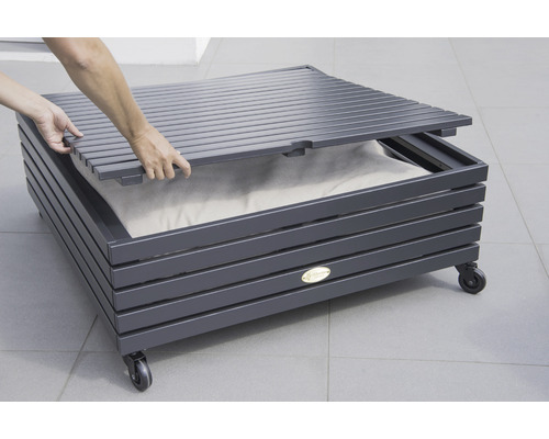 Hundsäng med hjul och avtagbart lock