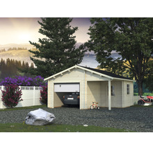 Garage PALMAKO Roger inkl. förråd, dörr, fönster, sektionsport 30,2m² (21,9+5,2m²) 510x550cm doppimpregnerad