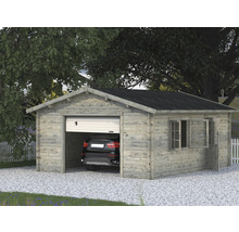 Garage PALMAKO Roger inkl. dörr, fönster, sektionsport 26,8m² (23,9m²) 450x550cm doppimpregnerad ljusgrå