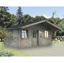 Trädgårdshus PALMAKO Helena inkl. golv, fönster, entrétak 34,0m² (18,6m²) 510x390cm impregnerad grå