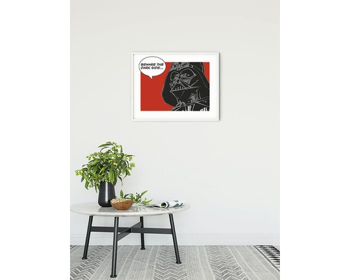 Dekorativ bild med Darth Vader och citatet: Akta dig för den mörka sidan.