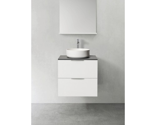 Tvättställskombination med tvättställsskål, underskåp med två lådor och spegel