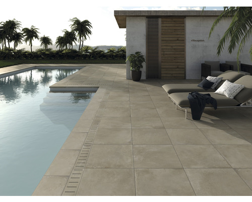 Poolsten FLAIRSTONE avrinning betongbeige rak kant 60 x 15 x 2 cm