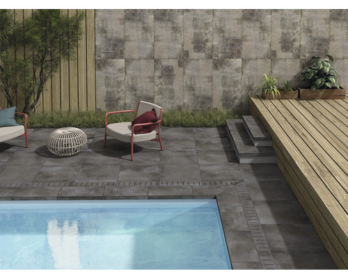 Poolsten FLAIRSTONE avrinning betongantracit rak kant 60 x 15 x 2 cm