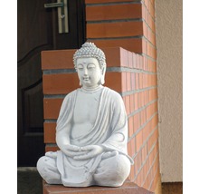 Trädgårdsfigur Buddha XVIII betong vit-thumb-0