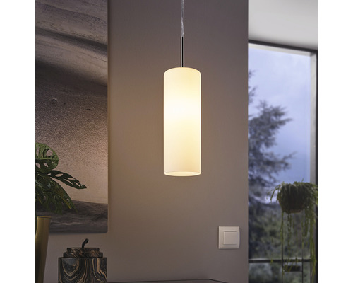 Taklampa EGLO Troy E27 Hänglampa med cylindrisk lampskärm i vardagsrum