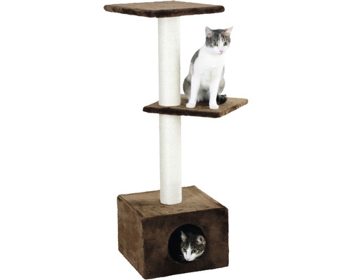 Katträd med plattformar och koja för katter