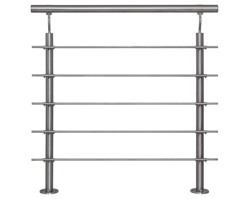 Rostfritt stålräcke med fem horisontella stänger