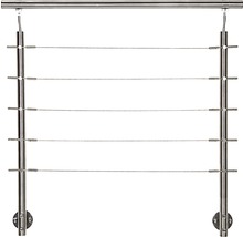 Räcke med stolpar i rostfritt stål och vajrar