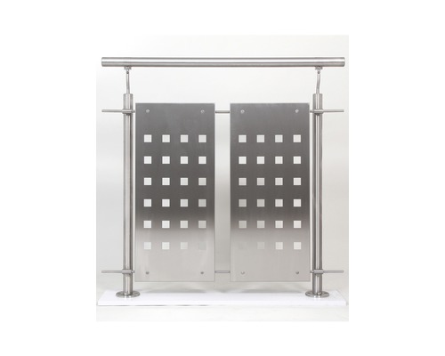 Rostfritt stålräcke med fyrkantiga utskärningar