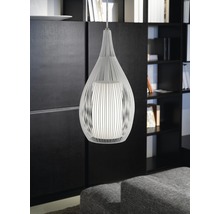 Taklampa med droppformad design och vertikala spjälor