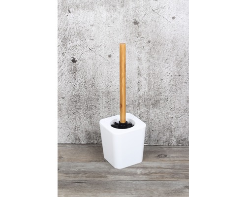 Toalettborste med hållare av bambu och plast