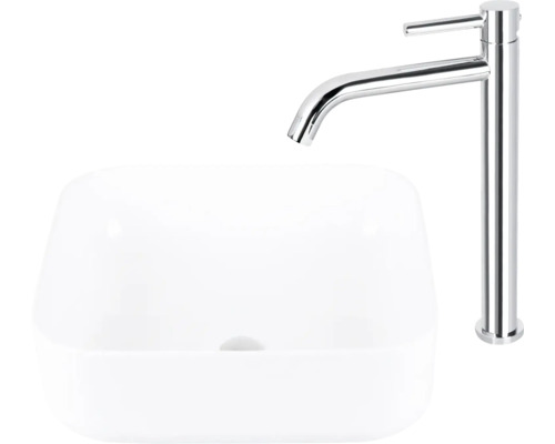 Tvättställsskål i keramik med blandare