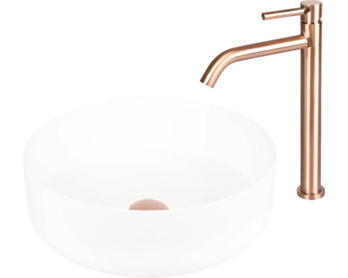 Tvättställ för bänkskiva i sanitetskeramik med blandare