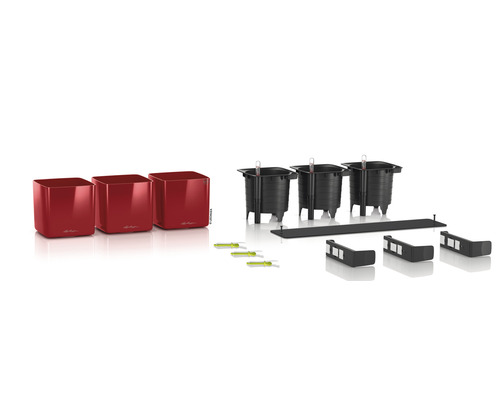 Lechuza Cube Glossy Triple planteringsset med bevattningssystem