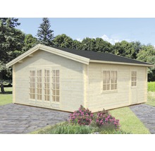 Trädgårdshus i trä med dubbeldörr och fönster