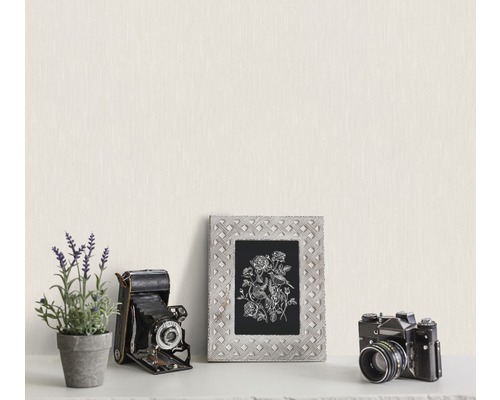 Dekorativ scen med ram, blommor och kameror på en hylla