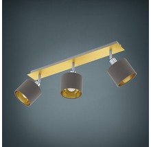 Taklampa med tre spotlights, tygskärmar