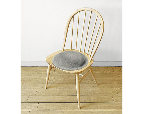 Stol med rund, grå sittdyna