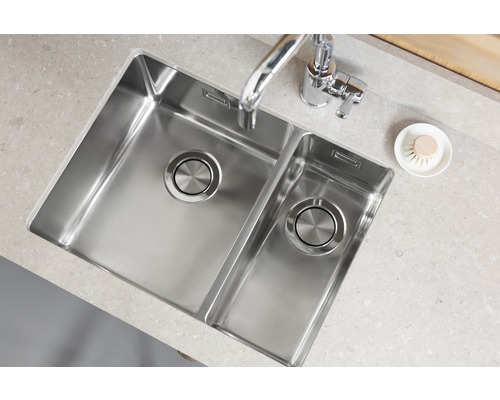 Rostfri diskho med två hoar och blandare