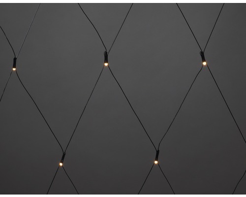 Detaljvy av ett ljusslinganät med små lampor