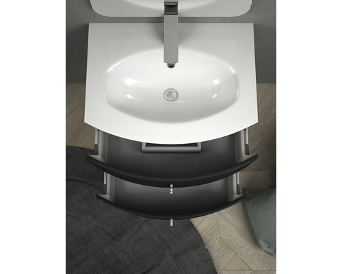 Tvättställ med två lådor och armatur uppifrån