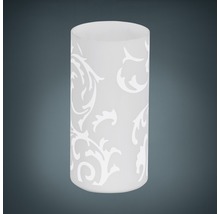 Cylinderformat lamppglas med blomdekor