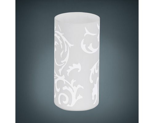 Cylinderformat lamppglas med blomdekor