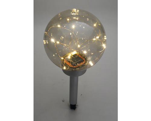 Trädgårdslampa med solpanel och sfärisk lampskärm