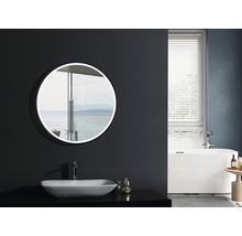Spegel med LED-belysning DSK Black Circular 80 cm svart IP 24