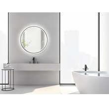 Spegel med LED-belysning DSK Black Circular 80 cm svart IP 24