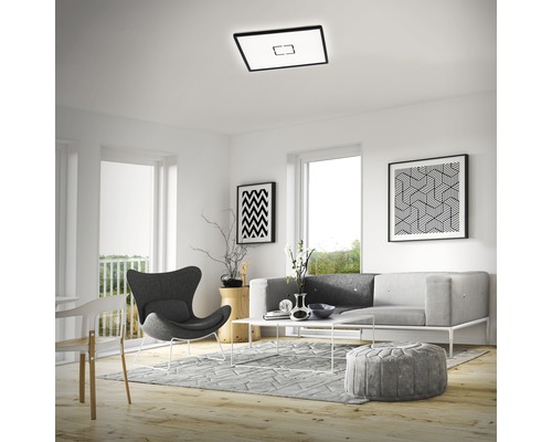Plafond BRILONER Free LED ultraplatt 22W 3000lm 4000K 29x420x420mm med bakgrundsbelysningseffekt vit svart