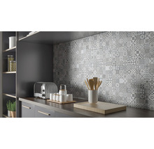 Dekorkakel grå svart vit mix matt 32x62,5 cm Heritage black