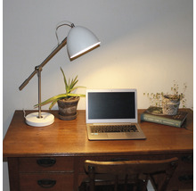 Skrivbordslampa ORIVA Montreal 25W E27 56x60cm nickel borstad vit-thumb-2