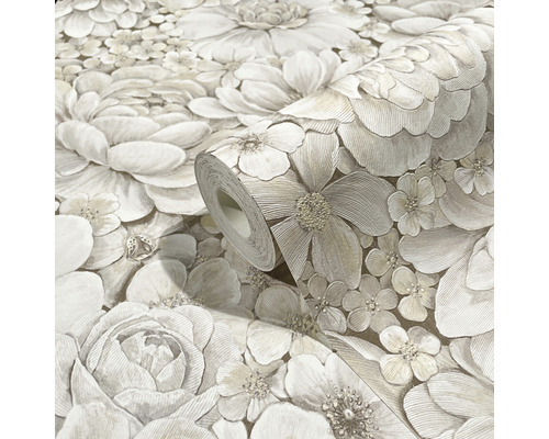 Tapetrulle med blommönster