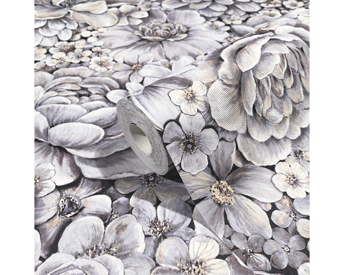 Tapetrulle med blomstermönster