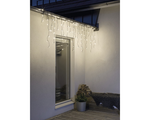 Istappsslinga KONSTSMIDE 100 varmvita LED frostad svart soft kabel syst. 2,4m IP44