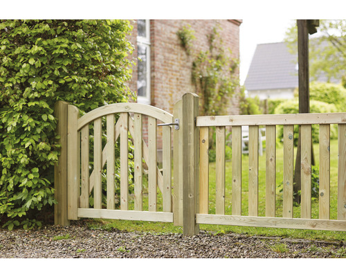 Trädgårdsstaket och trädgårdsdörr av trä